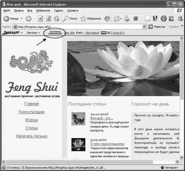 Рис 76Показатель риска на панели Netcraft Toolbar Кстати по адресу - фото 107