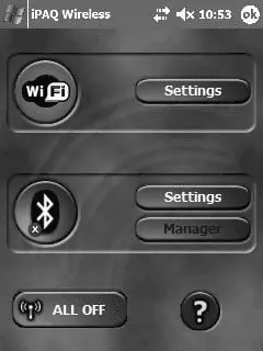 Рис 155 Программа активизации Bluetooth и WiFiсоединений на КПК Соединение - фото 158
