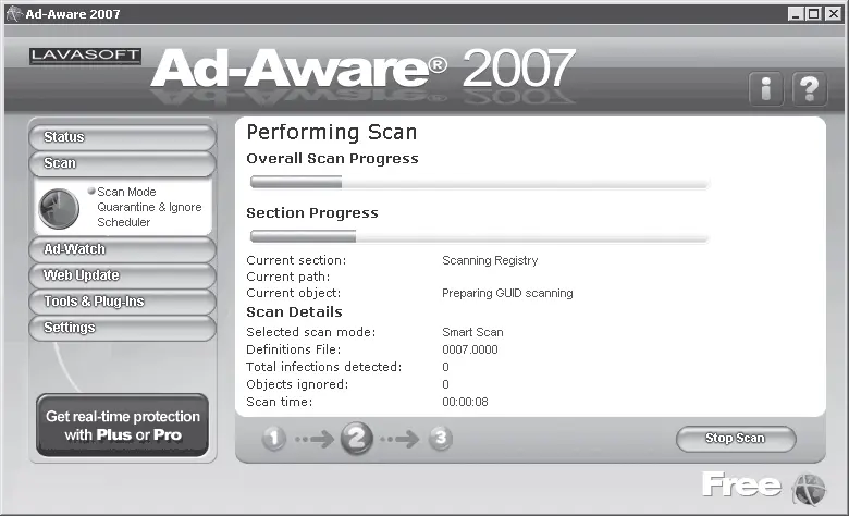 Рис 345 Поиск шпионских модулей в программе AdAware 2007 Благодаря - фото 106