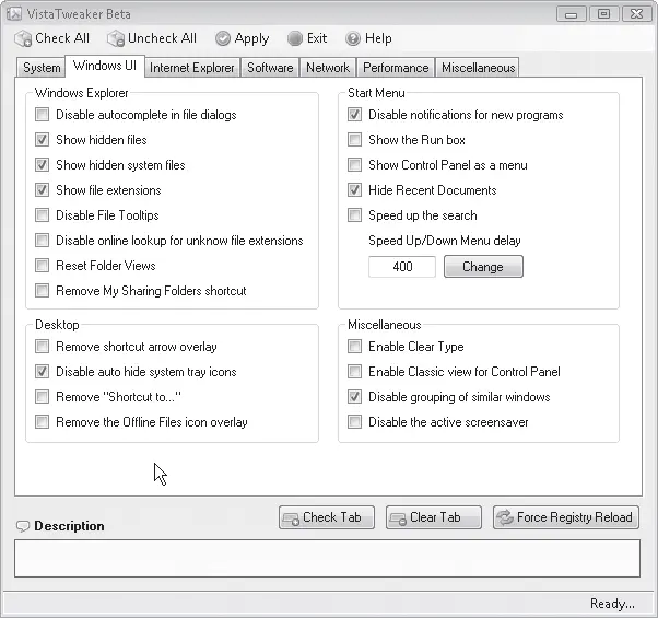 Рис 56 Вкладка Windows UI программы VistaTweaker Beta Disable autocomplete - фото 77