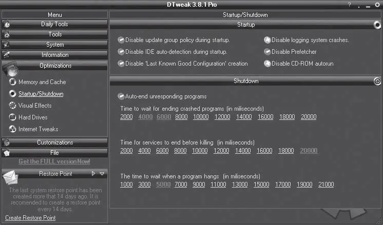 Рис 526 Подраздел StartupShutdown раздела Optimizations Disable update - фото 97