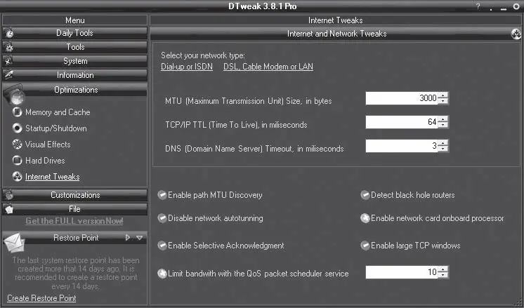 Рис 528 Подраздел Internet Tweaks раздела Optimizations MTU Maximum - фото 99