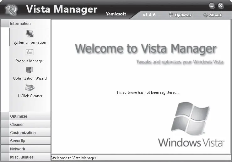 Рис 530 Окно программы Vista Manager Кстати некоторые из этих возможностей - фото 101