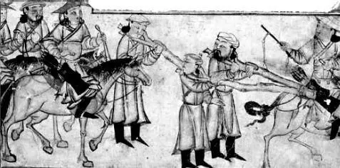 Монголы ведут пленников Историк XIII в Рашид аддин в Истории монголов - фото 505