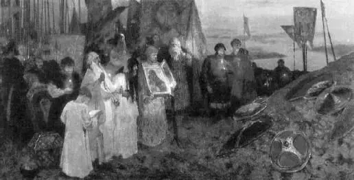 Похороны погибших на поле Куликовом Дмитрий Донской выдвинул свою армию - фото 578