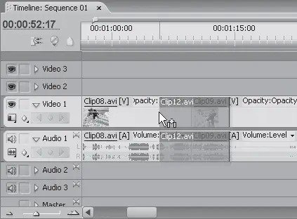 Рис 422Вставка клипа Clip12avi поверх клипов Clip08avi и Clip09avi Клип - фото 63