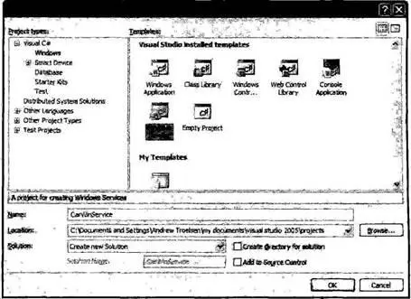 Рис 187 Создание рабочего пространства нового проекта Windows Service - фото 214