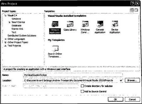 Рис 196 Проект Windows Application в Visual Studio 2005 После загрузки - фото 223