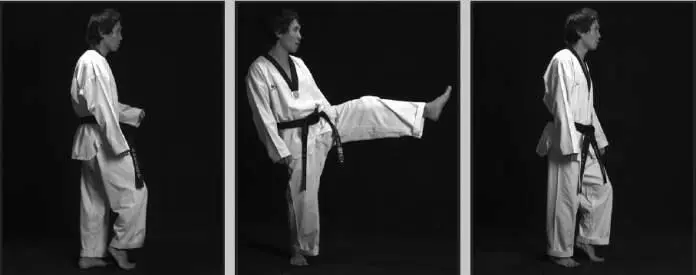 7416 Имитация прямого удара поочередно правой и левой ногой при движении - фото 204