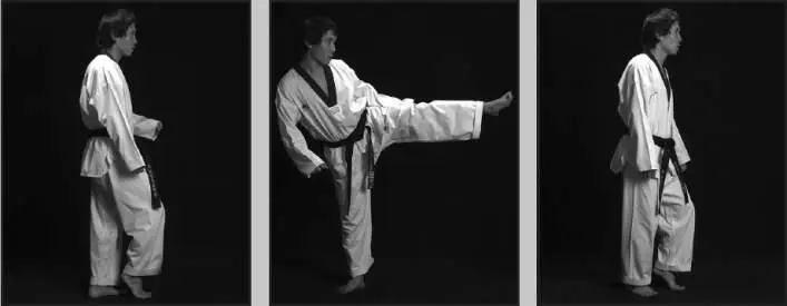 74111 Имитация бокового удара сбоку поочередно правой и левой ногой при - фото 214