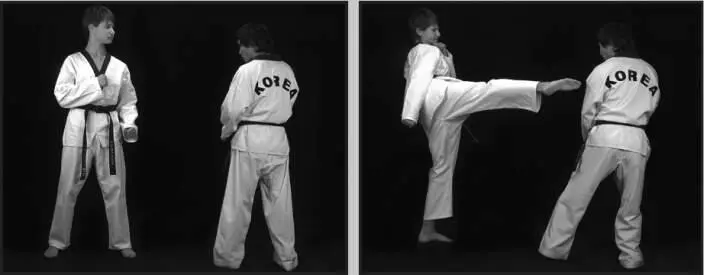 742111 Отработка комбинации скачок назад задний обратный удар прыжком в - фото 401