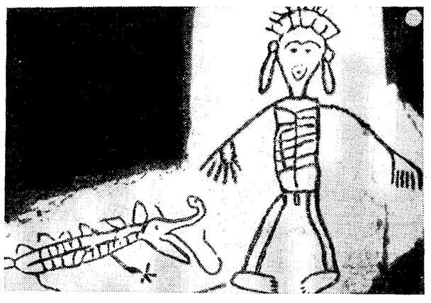 Вождь и морское чудовище Наскальное изображение индейцев тихоокеанского - фото 3