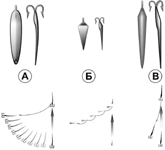 Рис 221 Типы вертикальных блесен А щучья Б окуневая В судаковая Для - фото 240