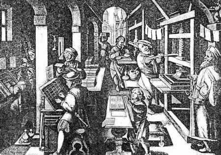 Общий вид типографии XVI века Так как рукописи ценились выше печатных книг то - фото 23