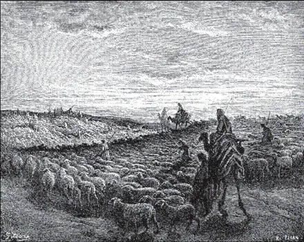 Переселение Аврама в землю Ханаанскую Гравюра Гюстава Доре Множество бытовых - фото 3