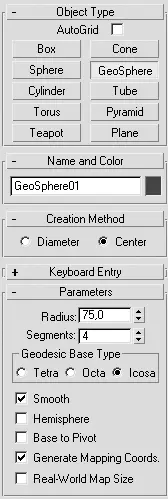 Рис 213Настройки объекта GeoSphere Геосфера на командной панели 3 - фото 116