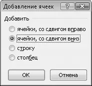Рис 57Диалоговое окно Добавление ячеек ВНИМАНИЕ В появившемся контекстном - фото 75