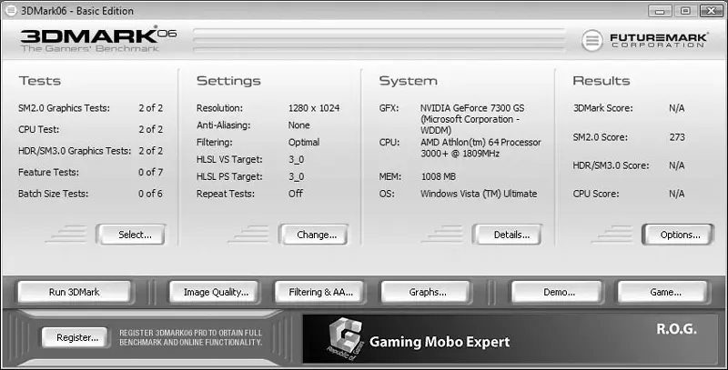 Рис 15 Внешний вид программы 3DMark 2006 Результат теста отображается в - фото 5