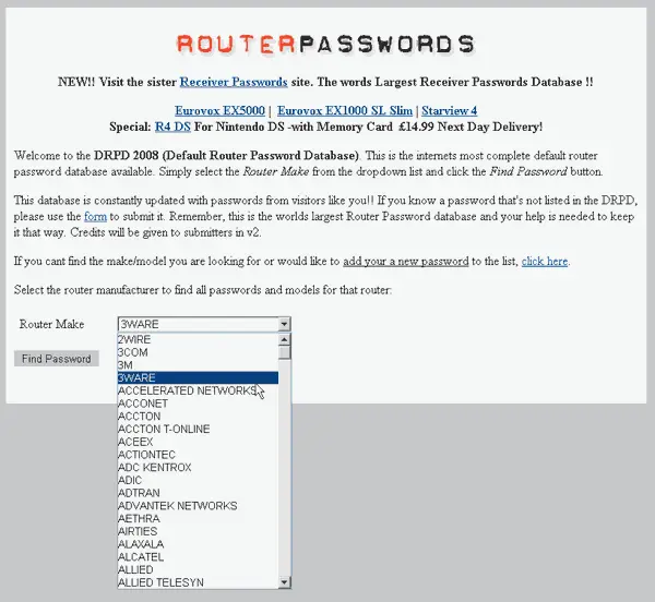 На сайте RouterPasswordscom собрана впечатляющая коллекция - фото 89