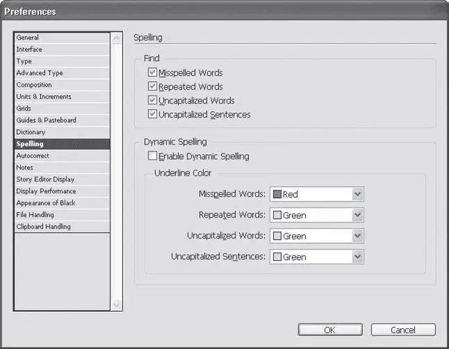 Рис 710 Настройки проверки орфографии в InDesign В области Dynamic - фото 156