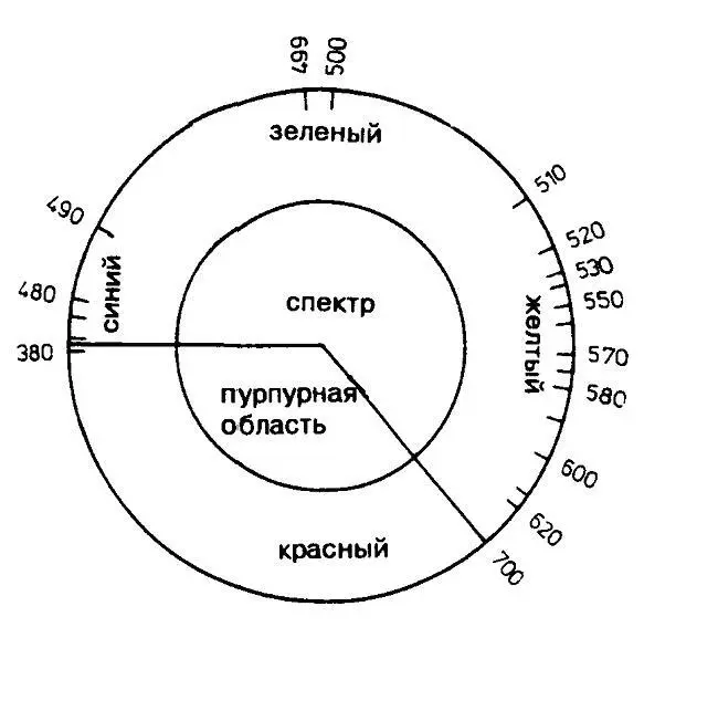 Рис 4 Цветовой круг Длина волн в нм Цвета такие как красный и зелёный - фото 4