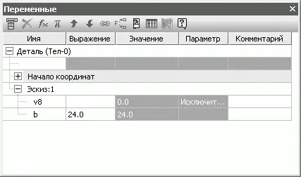 Рис 345Окно Переменные 2 Вернитесь в окно документа детали и добавьте еще - фото 519