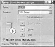 РИС З4 Исходный вид диалогового окна программы SQL Server Service Manager - фото 25