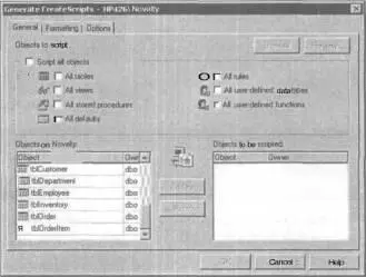 Рис 83 Диалоговое окна Generate Create Scripts для базы данных Novelty 4 Во - фото 82