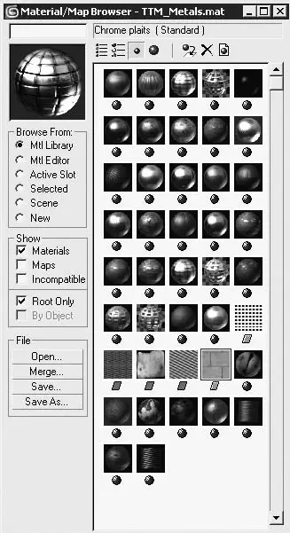 Рис 33Окно MaterialMap Browser Окно выбора материалов и карт при выборе - фото 177