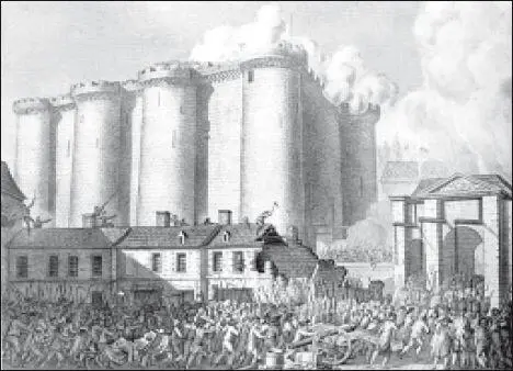 Взятие Бастилии 14 июля 1789 года Гравюра Берто с картины Приёра - фото 138