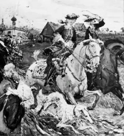 В Серов Петр II и цесаревна Елизавета на псовой охоте 1900 г Надгробие на - фото 153
