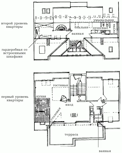 Рис 101 План двухэтажной мансарды Итак на первом этаже располагаются - фото 105