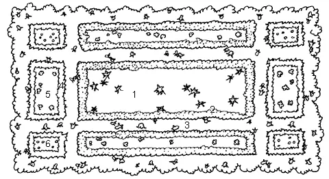 Рис 47 I прямоугольная клумба1 пиретрум 2 цинния 3 эхеверия - фото 49