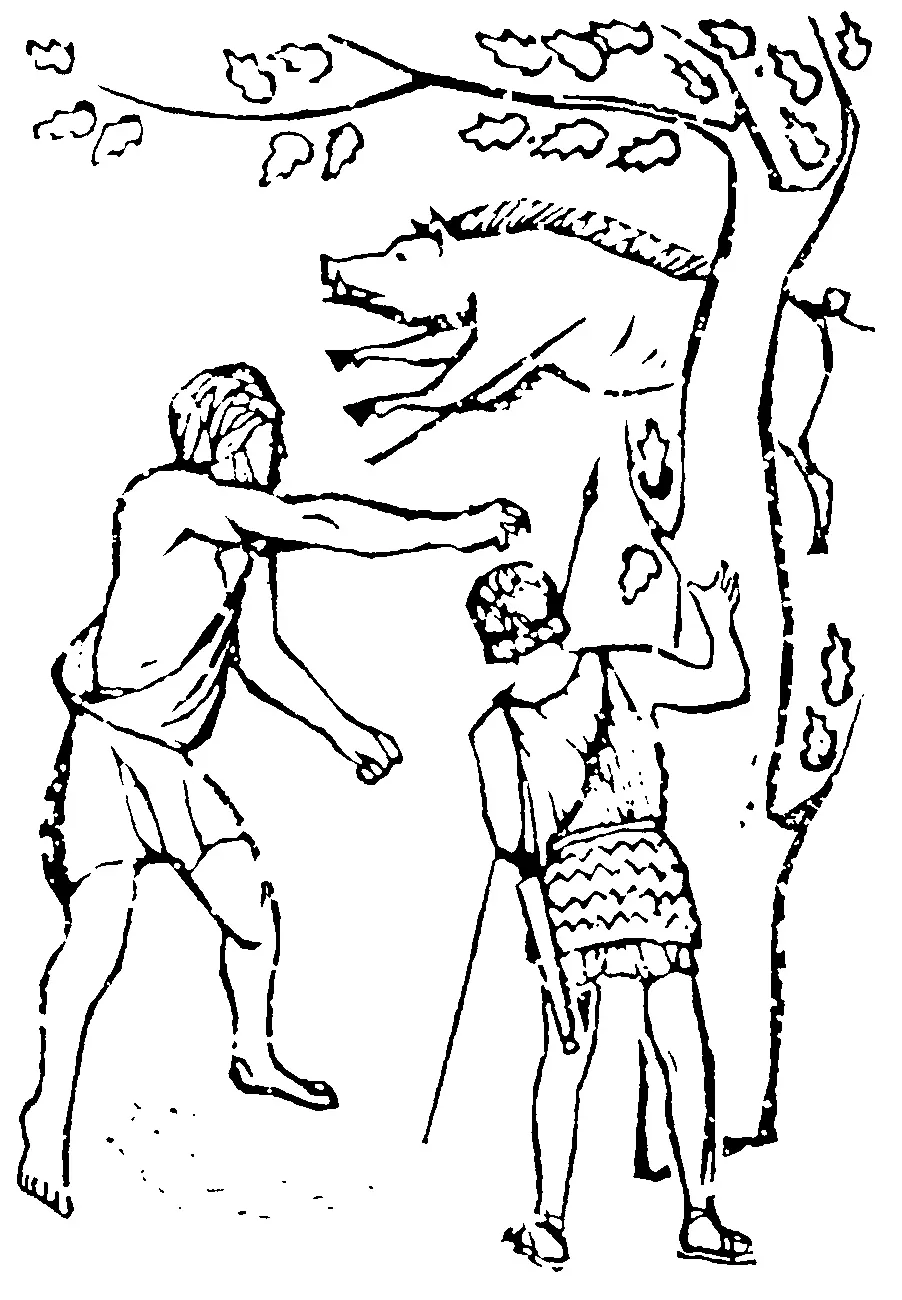 И тут к ловчему кинулся Алкивиад Он ударил его ногой так что великан едва - фото 12