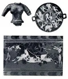 Кносс Статуэтка Дно сосуда Акробаты с быком фреска И они действительно - фото 5