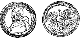 Монета в память Варфоломеевской ночи с изображением папы Григория XIII На - фото 50