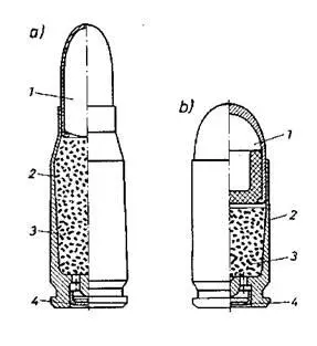 Рис 54 Пистолетные патроны 762 х 25 ТТи 9 х 18 ИМ 1 оболочечная пуля 2 - фото 54