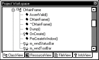 Рис 110 Окно Project Workspace класс CMainFrame Ниже мы привели определение - фото 10