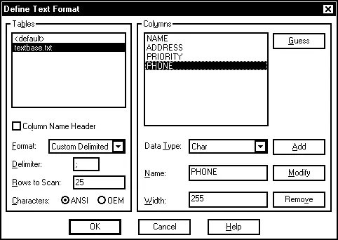 Рис 55 Диалоговая панель Define Text Format В нашем примере база данных - фото 96
