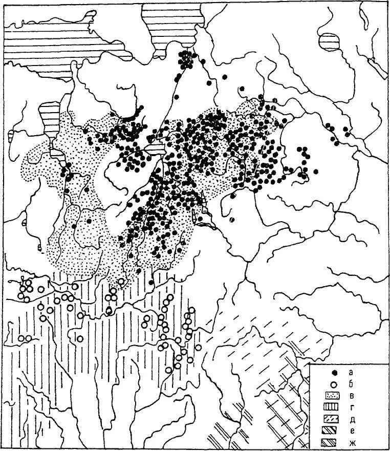 Рис 77 Распространение новгородских сопок и длинных курганов - фото 79