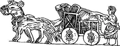 Тяжелая шумерская колесница прорисовка со Штандарта из Ура Хорошо видны - фото 7