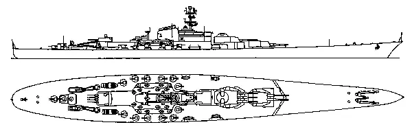 Проект малого линкора с пятью 406мм орудиями1951 г Впрочем малым этот - фото 112