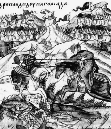Поединок Пересвета и ТемирМурзы Миниатюра из Лицевого свода XVI в Вряд ли - фото 50