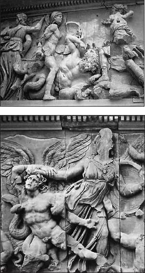 Фрагменты фриза Пергамского алтаря Центральный образ фриза сражающийся Зевс - фото 13
