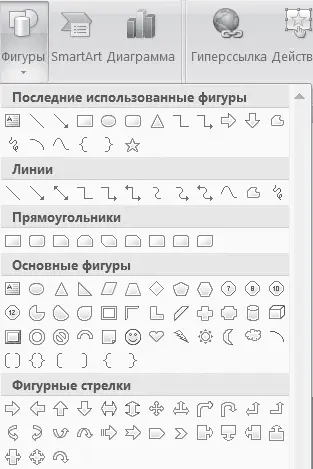 Рис 151 Галерея фигур и линий Модификация фигур Фигуры и линии в - фото 116