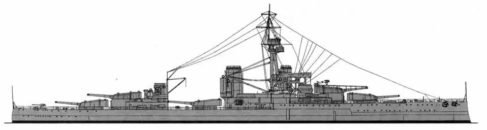 Линейный корабль Орион Наружный вид по состоянию на 1918 год Линейный - фото 3