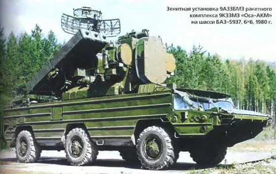 Зенитная установка 9АЗЗБМЗ ракетного комплекса 9КЗЗМЗ ОсаАКМ на шасси - фото 192