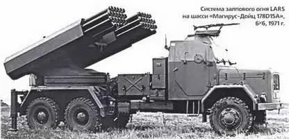 Система залпового огня LARS на шасси МагирусДойц 178D15A 6х61971 г Он - фото 361