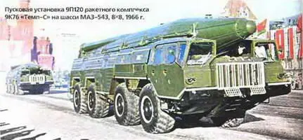 Пусковая установка 9П120 ракетного комплекса 9К76 ТемпС на шасси МАЗ543 - фото 379