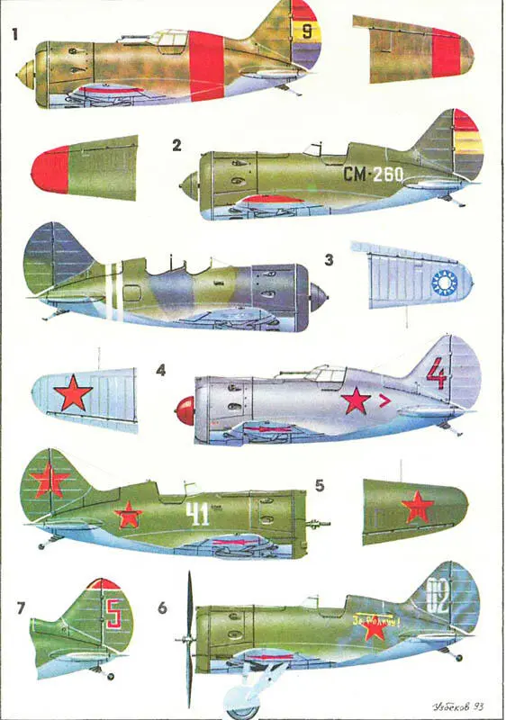 Схемы окрасок истребителей И16 1 Один из первых И16 тип 5 ВВС - фото 81
